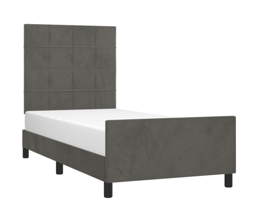 Estructura de cama sin colchón terciopelo gris oscuro 100x200cm