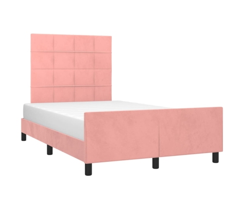 Estructura de cama con cabecero de terciopelo rosa 120x200 cm