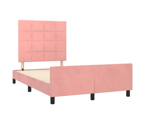 Estructura de cama con cabecero de terciopelo rosa 120x200 cm