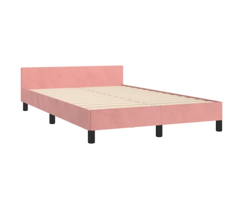 Estructura de cama con cabecero de terciopelo rosa 120x200 cm