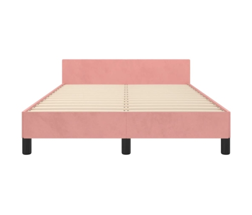 Estructura de cama con cabecero de terciopelo rosa 120x200 cm