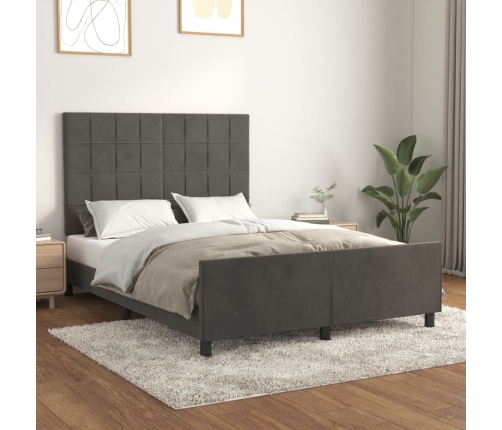 Estructura de cama sin colchón terciopelo gris oscuro 140x190cm