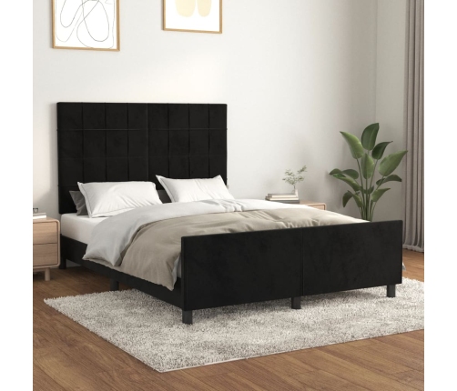 Estructura de cama sin colchón terciopelo negro 140x190 cm