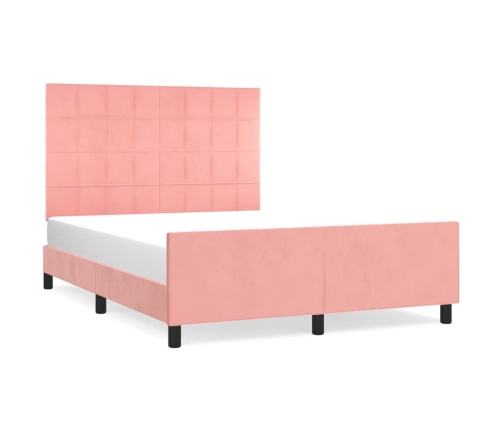 Estructura de cama sin colchón terciopelo rosa 140x190 cm