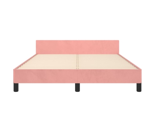 Estructura de cama sin colchón terciopelo rosa 140x190 cm