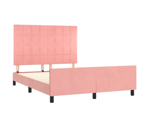 Estructura de cama sin colchón terciopelo rosa 140x200 cm