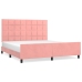 Estructura de cama sin colchón terciopelo rosa 160x200 cm