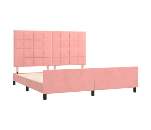 Estructura de cama con cabecero de terciopelo rosa 180x200 cm