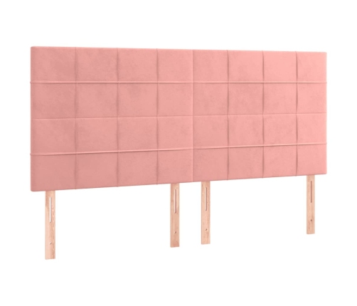 vidaXL Estructura de cama con cabecero de terciopelo rosa 180x200 cm