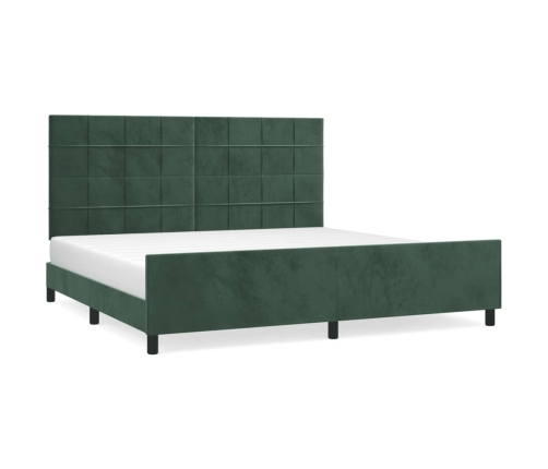 Estructura cama sin colchón terciopelo verde oscuro 200x200 cm