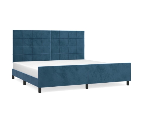 Estructura cama sin colchón terciopelo azul oscuro 200x200 cm