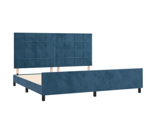 Estructura cama sin colchón terciopelo azul oscuro 200x200 cm