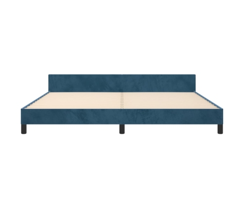 Estructura cama sin colchón terciopelo azul oscuro 200x200 cm