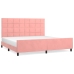 Estructura cama sin colchón terciopelo rosa 200x200 cm