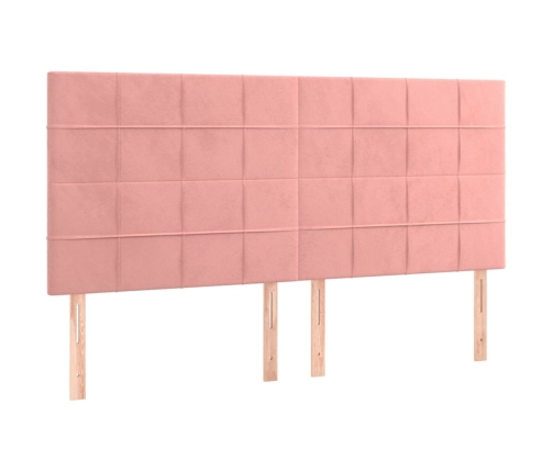 Estructura cama sin colchón terciopelo rosa 200x200 cm