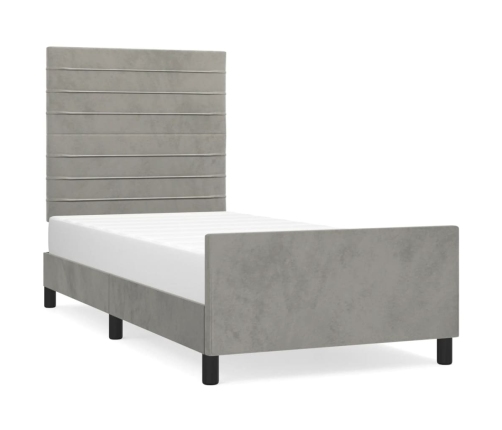 vidaXL Estructura de cama con cabecero terciopelo gris claro 80x200 cm