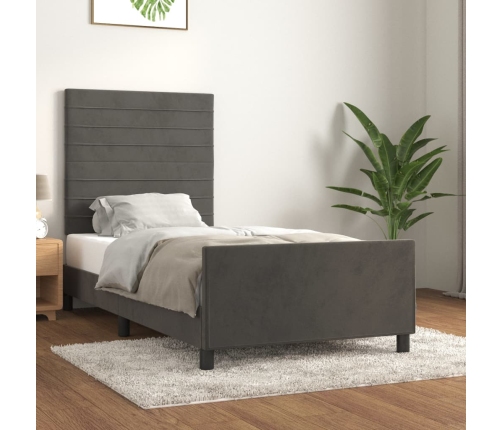 vidaXL Estructura de cama con cabecero terciopelo gris oscuro 80x200cm