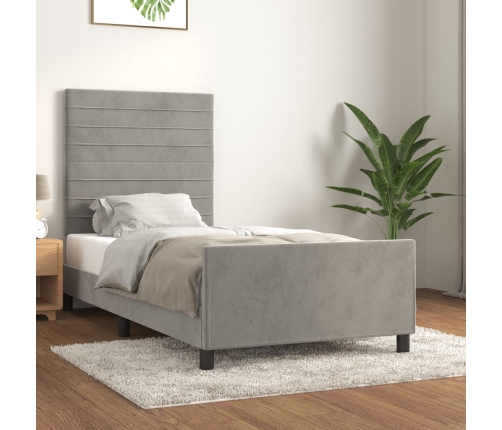 Estructura de cama sin colchón terciopelo gris claro 90x190 cm