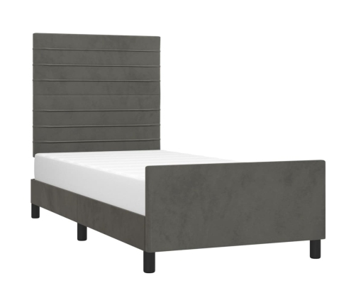 Estructura de cama sin colchón terciopelo gris oscuro 90x190 cm