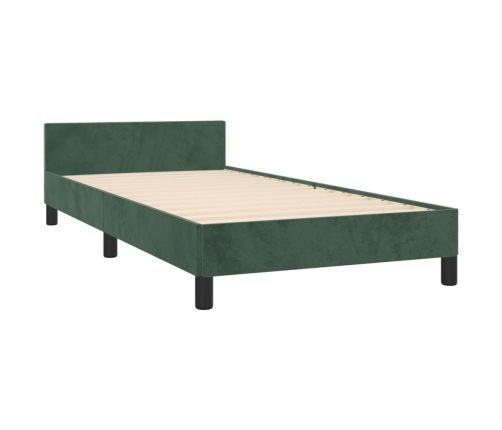 Estructura de cama sin colchón terciopelo verde oscuro 90x190cm