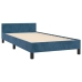 Estructura cama con cabecero terciopelo azul oscuro 90x190 cm