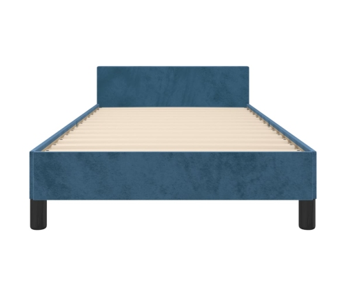 Estructura cama con cabecero terciopelo azul oscuro 90x190 cm