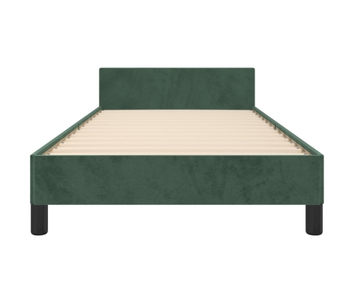 Estructura de cama sin colchón terciopelo verde oscuro 90x200cm