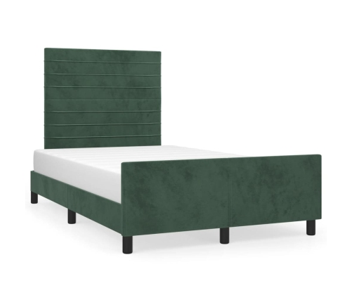 Estructura cama sin colchón terciopelo verde oscuro 120x200 cm