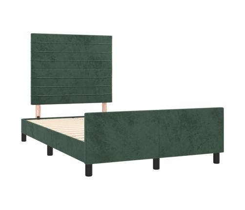 Estructura cama sin colchón terciopelo verde oscuro 120x200 cm