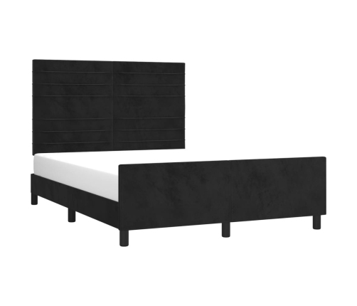 Estructura de cama sin colchón terciopelo negro 140x190 cm