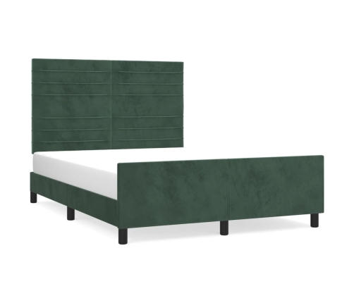 Estructura cama sin colchón terciopelo verde oscuro 140x190 cm