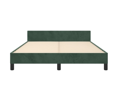 Estructura cama sin colchón terciopelo verde oscuro 140x190 cm