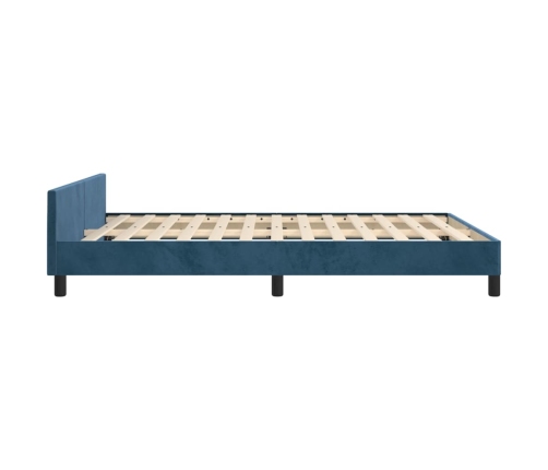 Estructura de cama sin colchón terciopelo azul oscuro 140x190cm