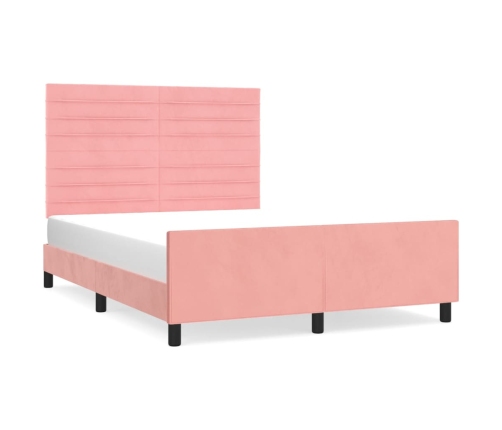 Estructura de cama sin colchón terciopelo rosa 140x190 cm