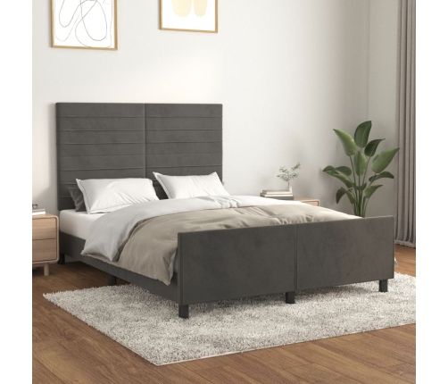 Estructura de cama sin colchón terciopelo gris oscuro 140x200cm