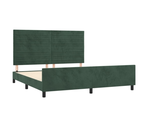 Estructura cama sin colchón terciopelo verde oscuro 160x200 cm