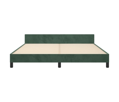 Estructura cama sin colchón terciopelo verde oscuro 160x200 cm