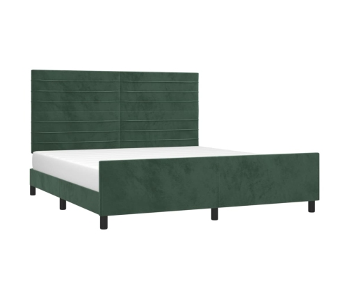 Estructura cama con cabecero terciopelo verde oscuro 180x200 cm