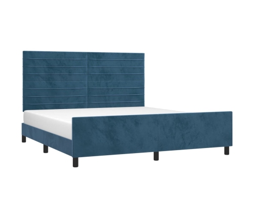 Estructura cama con cabecero terciopelo azul oscuro 180x200 cm