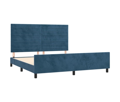 Estructura cama con cabecero terciopelo azul oscuro 180x200 cm