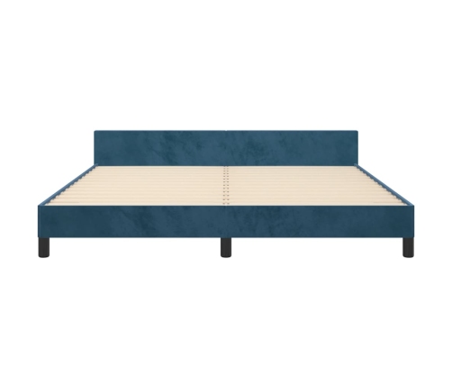 Estructura cama con cabecero terciopelo azul oscuro 180x200 cm