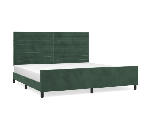 Estructura cama sin colchón terciopelo verde oscuro 200x200 cm