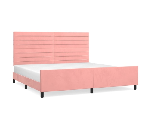 Estructura cama sin colchón terciopelo rosa 200x200 cm