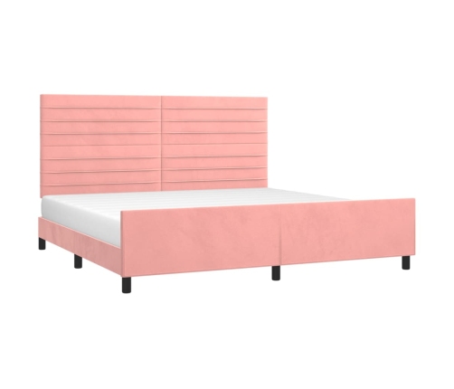 Estructura cama sin colchón terciopelo rosa 200x200 cm