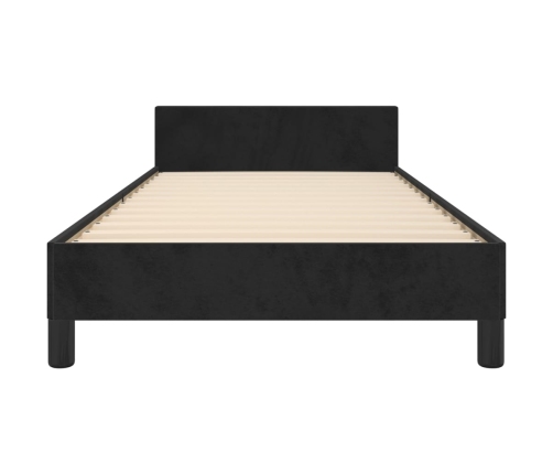 vidaXL Estructura de cama con cabecero de terciopelo negro 90x190 cm