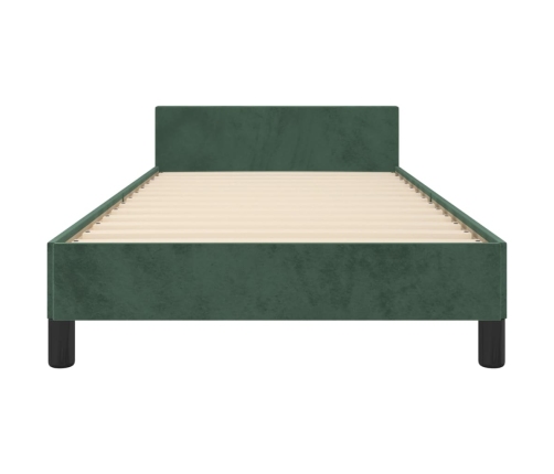 Estructura de cama sin colchón terciopelo verde oscuro 90x190cm