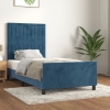 Estructura de cama sin colchón terciopelo azul oscuro 90x190 cm