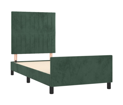 vidaXL Estructura cama con cabecero terciopelo verde oscuro 100x200 cm