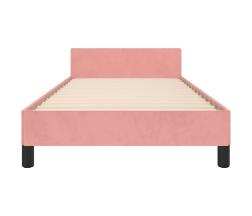 vidaXL Estructura de cama con cabecero de terciopelo rosa 100x200 cm