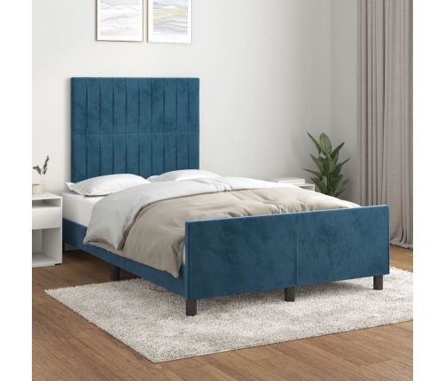 Estructura de cama sin colchón terciopelo azul oscuro 120x200cm